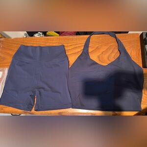 New in packaging! Navy Halter Top & Shorts Activewear Set